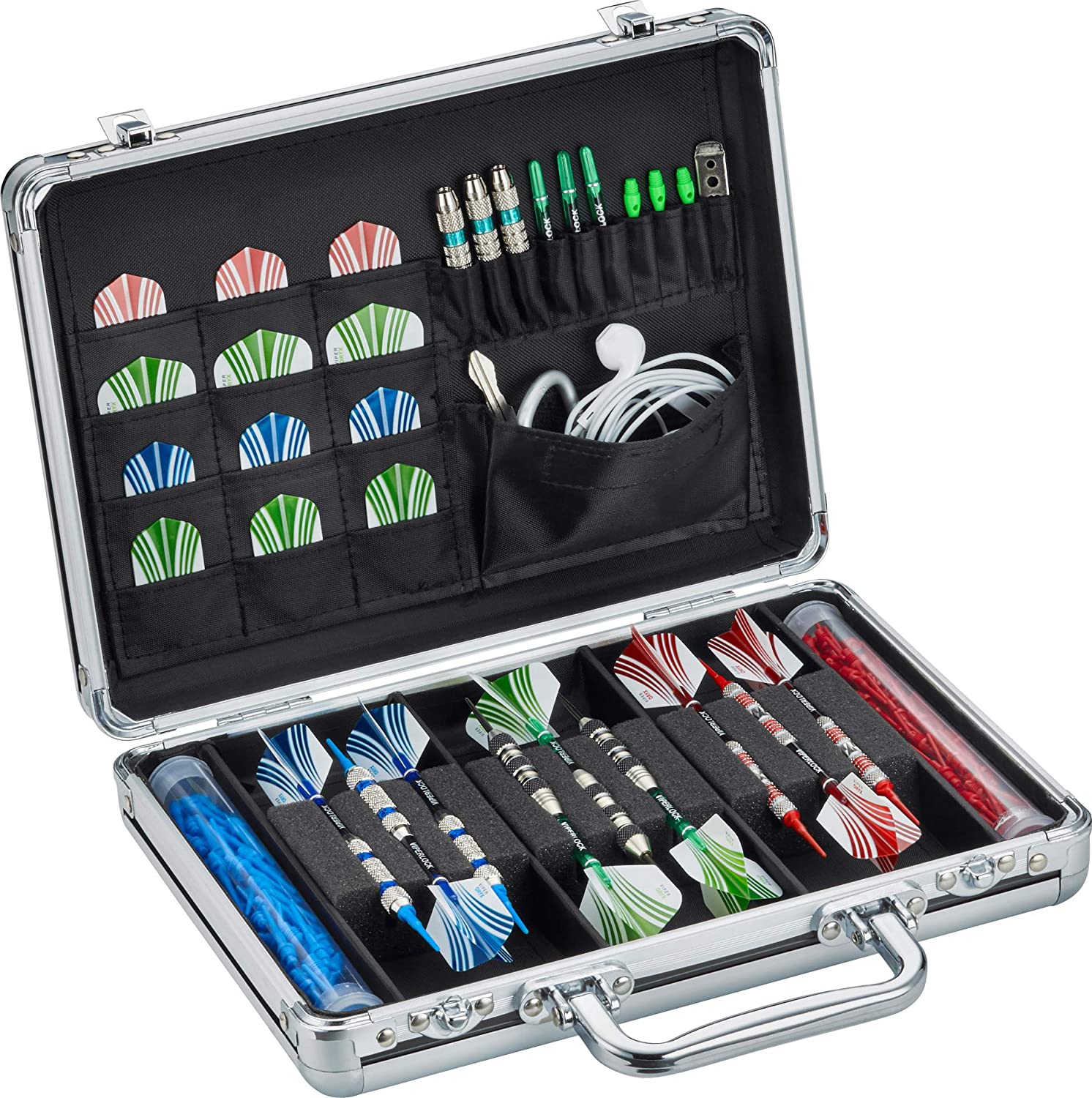 Casemaster Sentinel 6 Dart Case, Holds Extra Accessories, Tips, Shafts and  Flights, Compatible with Steel Tip and Soft Tip Darts, Impact & Water