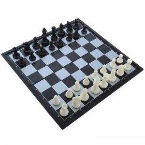Portable Travel Folding Chess Game Set with Felted Game Board Interior for Adults and Kids,Give Away 2 Queens LANGWEI 2 in 1 Wooden Chess & Checkers Set