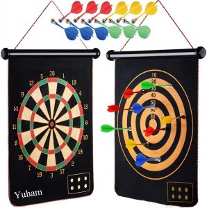 Family Dart Game Magnetic Dartboard with 6 Darts Large 2 Sided Target Dart F1 