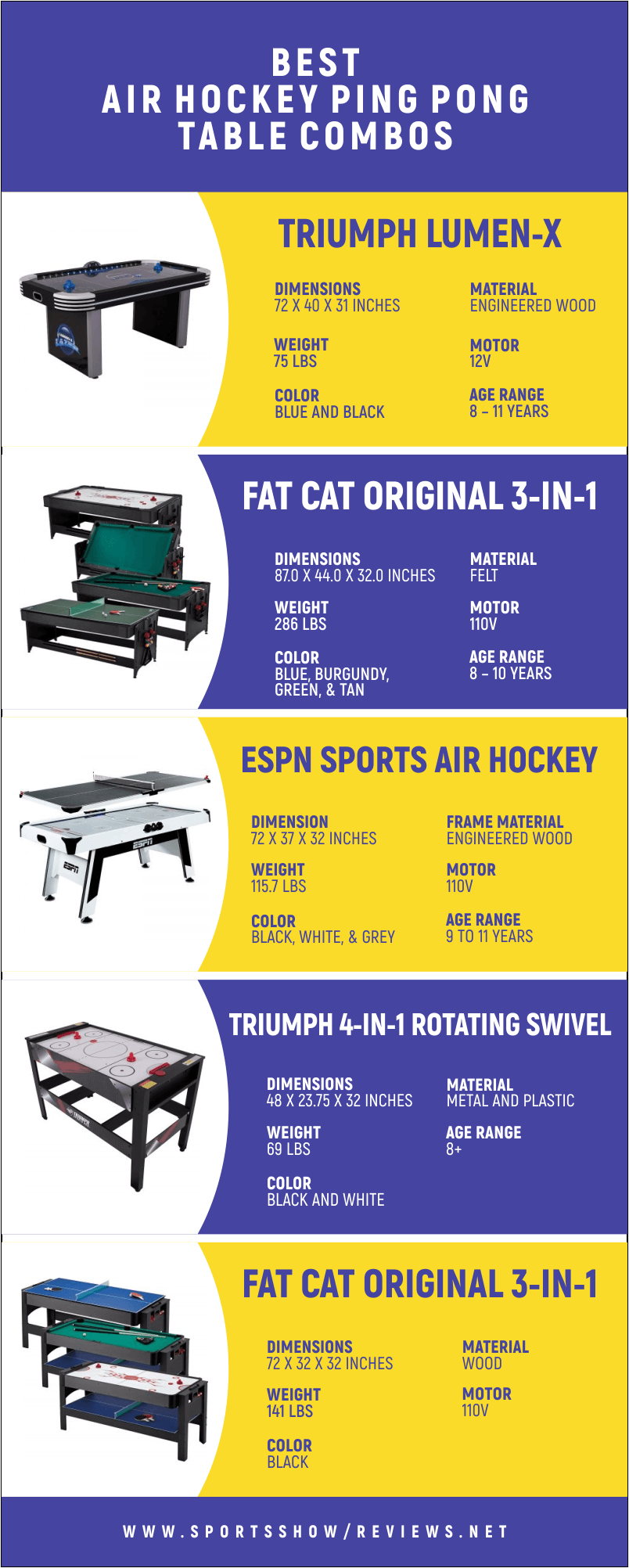 Air Hockey Ping Pong Table Combos - Infographics
