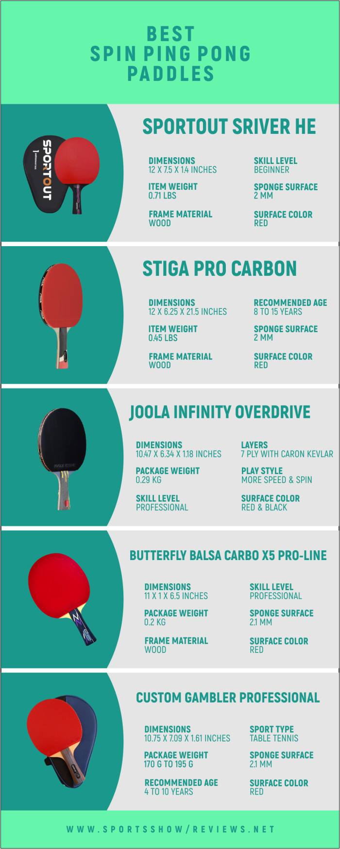 Best Spin Ping Pong Paddles - Infographics