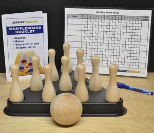 Table Shuffleboard Bowling Brown Pins