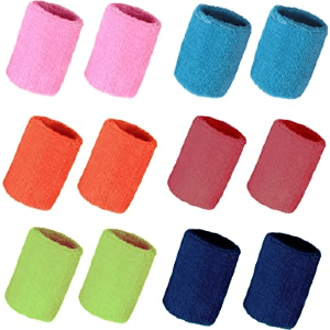 Hapy Shop 12 Pack Colorful Cotton Sport Wristbands