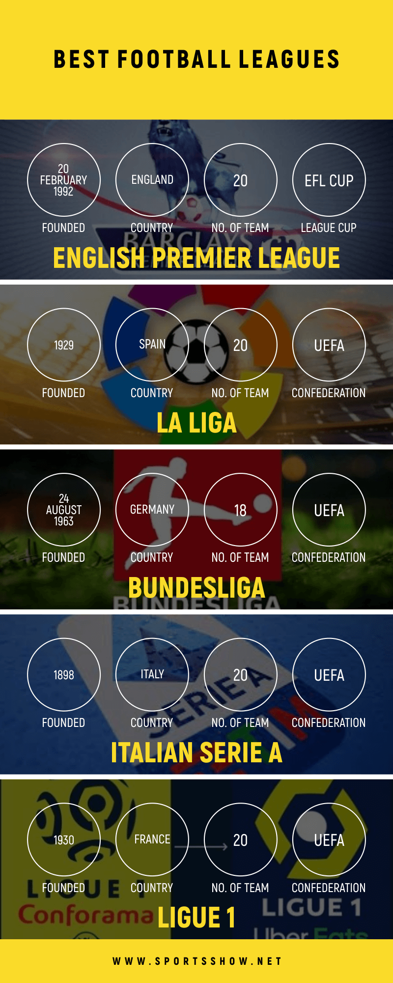 best football leagues - infographics