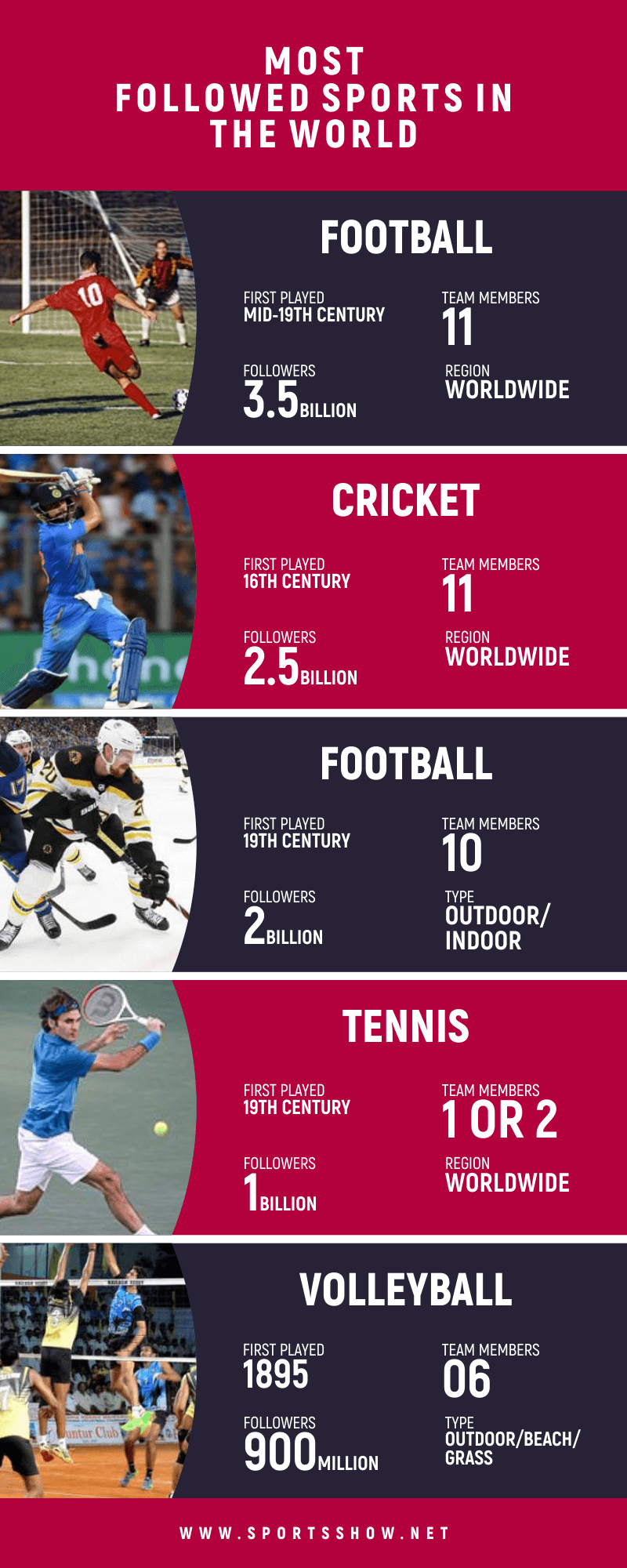 most followed sports - infographics