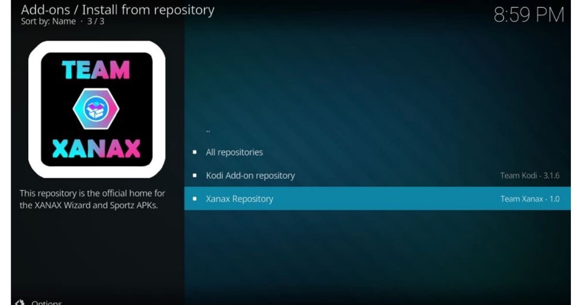 Step 17: Click on the appearing option for Xanax Repository.
