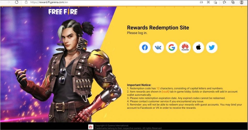 How to Redeem Free Fire Game reward codes Step by step?