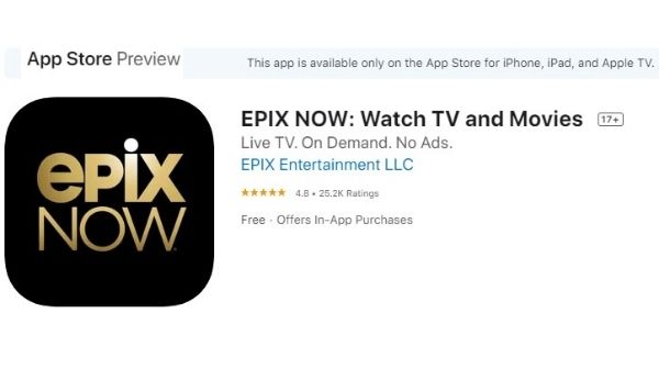 Activate EPIX NOW on Apple TV
