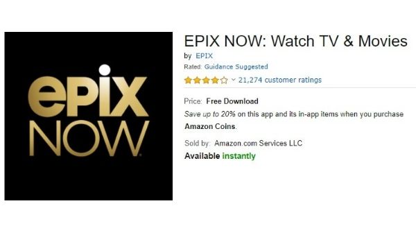 Activate EPIX NOW on FireTV
