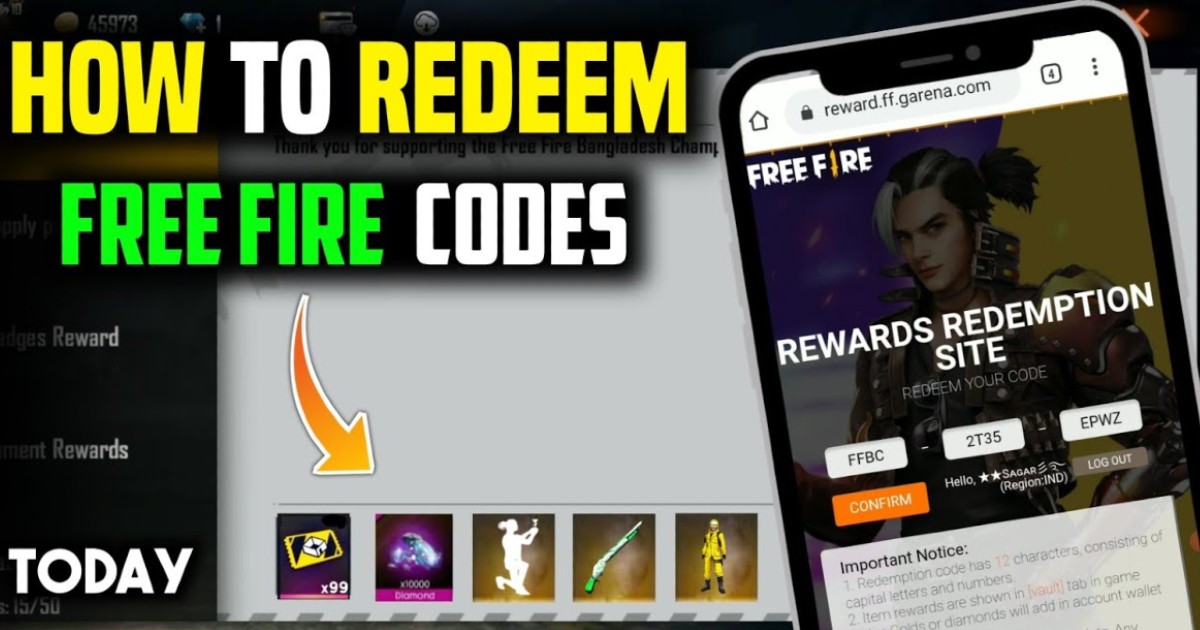 How to Redeem Free Fire reward codes??