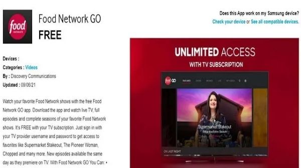 Activate Food Network on Samsung Smart TV