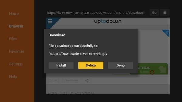Get back to the downloader and delete the APK file.