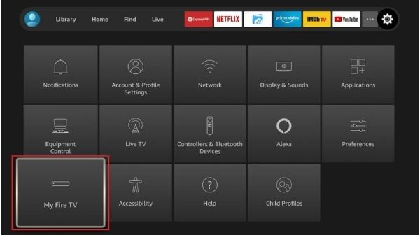 How to Download Live NetTV - Now click on the “My FireTV” option among other options appearing on your screen.