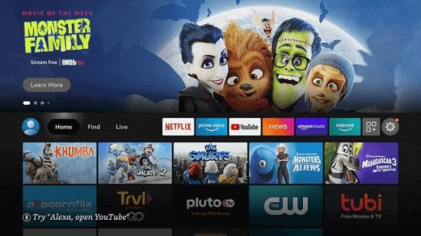 How to install FuboTV from Amazon Store- Turn on your firestick “Home screen.”