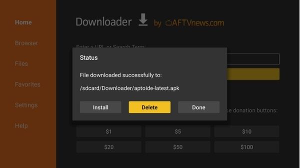 How to install fuboTV on Firestick - Delete the downloader, because Aptoide App is downloaded now.