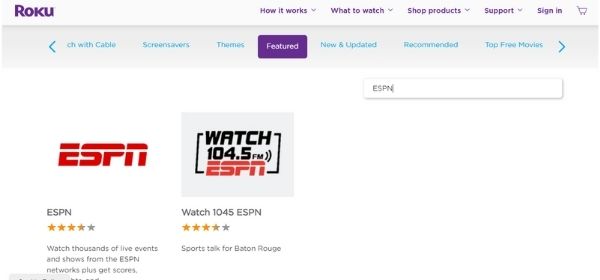 How to Activate ESPN/ESPN+ - Search ESPN in the search bar on the top right corner.