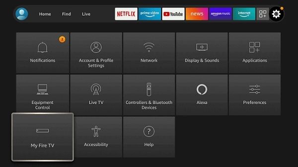 How to install fuboTV on Firestick - Select My fire TV among the options.