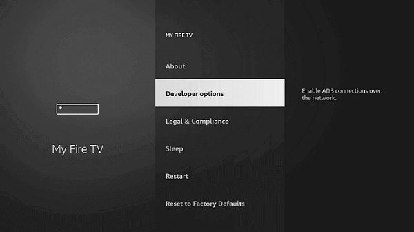 How to install fuboTV on Firestick - Select “Developer options.”