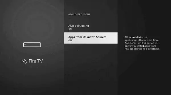 How to install fuboTV on Firestick - Now choose the “Apps from unknown sources” option, which is off for now.