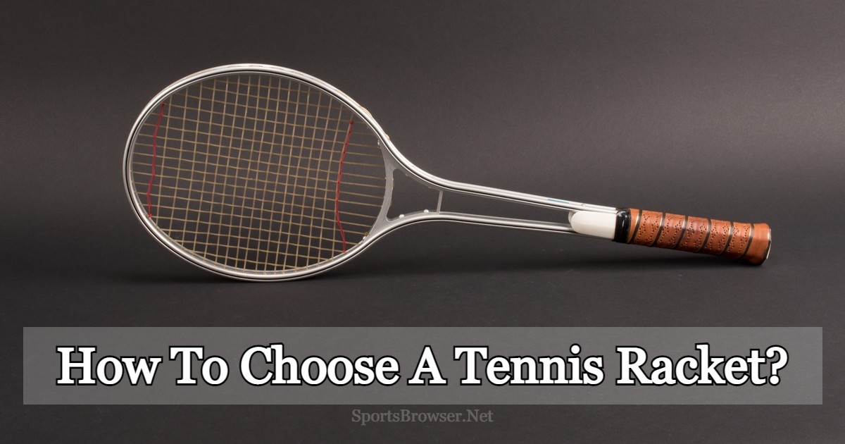 Tennis racket with brown handle for the featured image of how to choose a tennis racket blog.