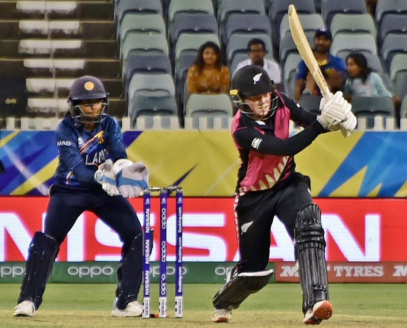 New Zealand's female batsman hitting a shot