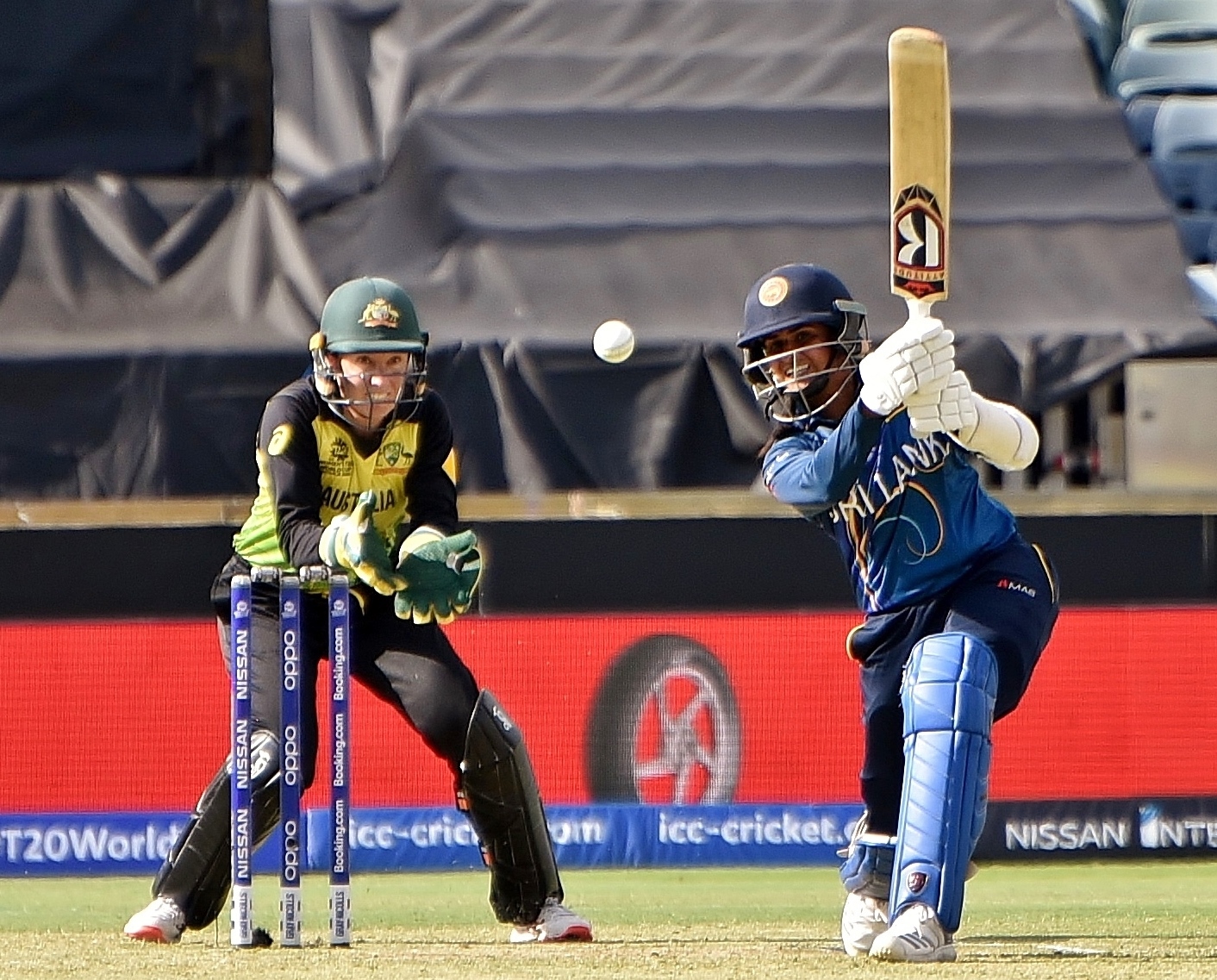 Sri Lankan female batsman scoring a drive
