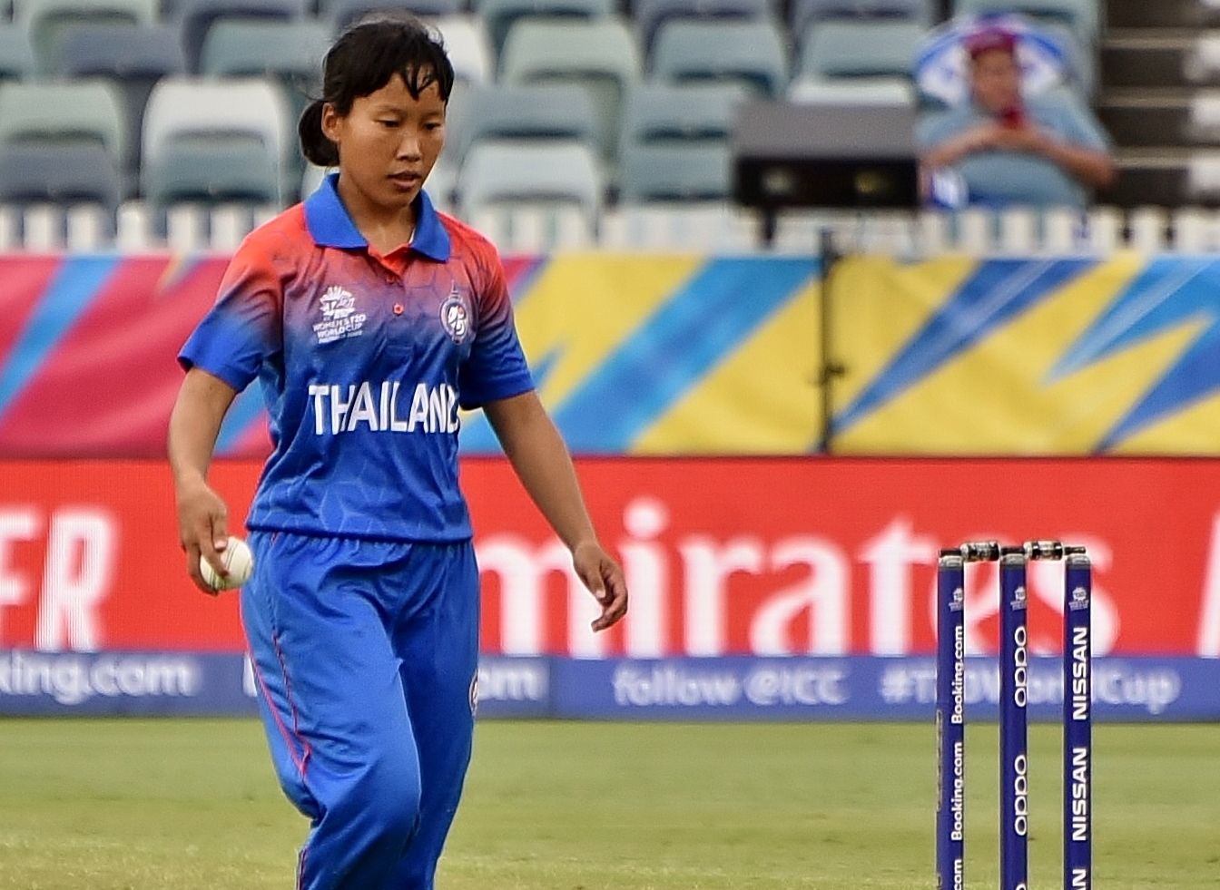Thailand team's bowler preparing for her bowling action